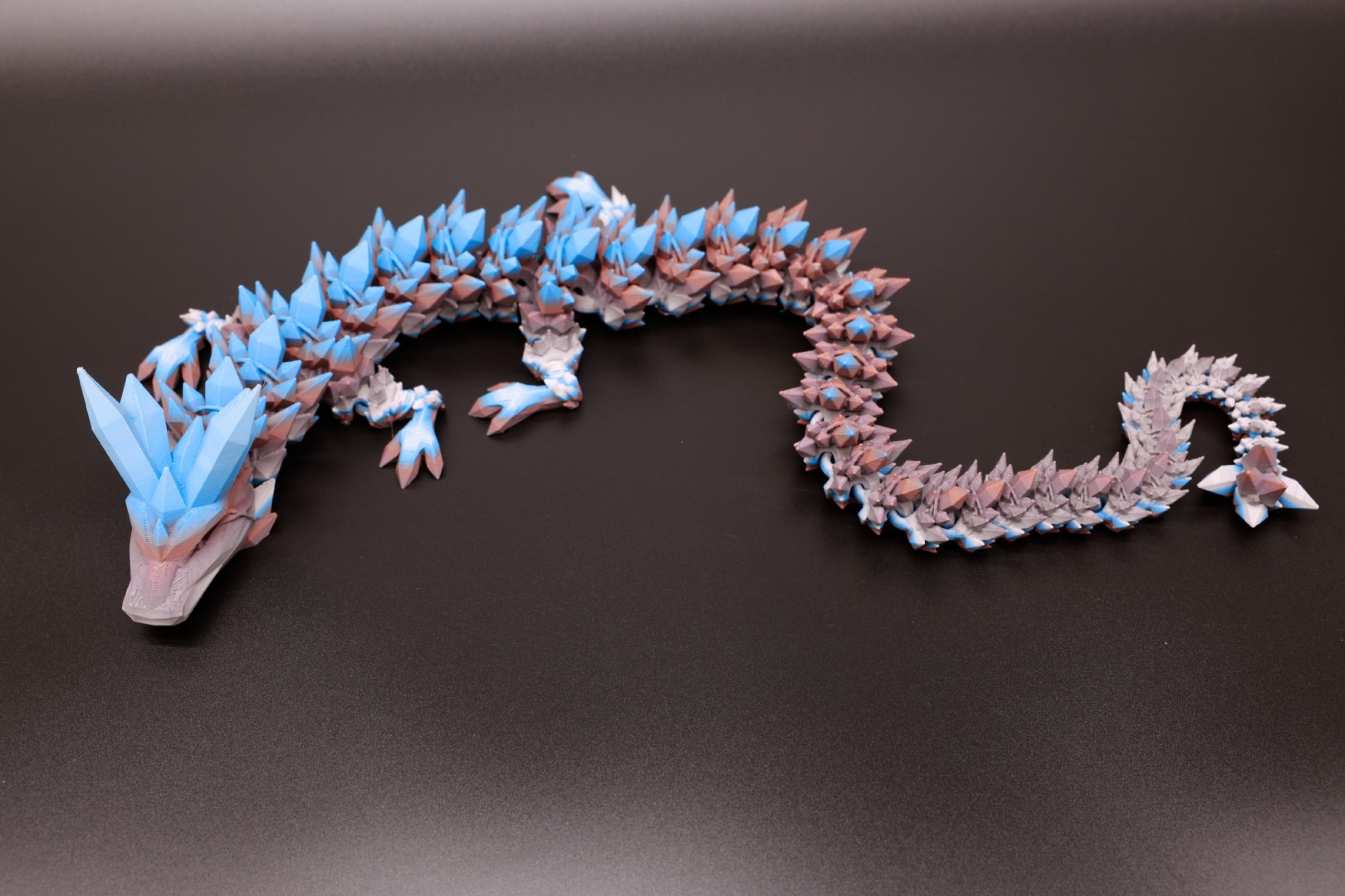 Large Dragon in the Twilight colorway, 24 inches of articulated detail